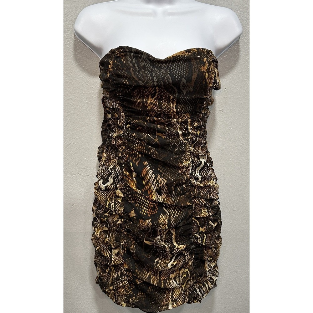Charlottes Russe Mini Dress Womens Small Snake Print Sleeveless Strapless Zip Up